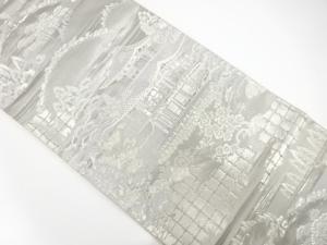 プラチナ箔　金閣寺模様織り出し　袋帯
